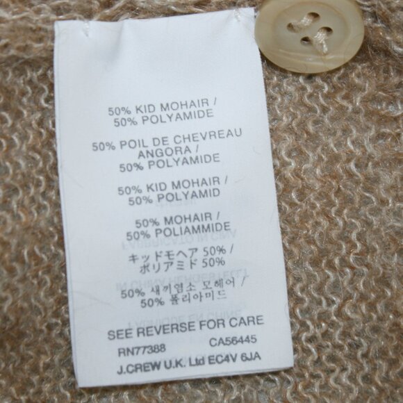 J. CREW Cardigan Souffle Mohair Blend Tunic Lightweight Neutral Tan Marled XXS - Picture 6 of 12
